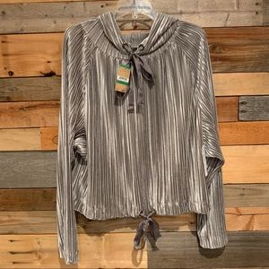 Rachel Rachel Roy Pleated Velvet Hoodie Top